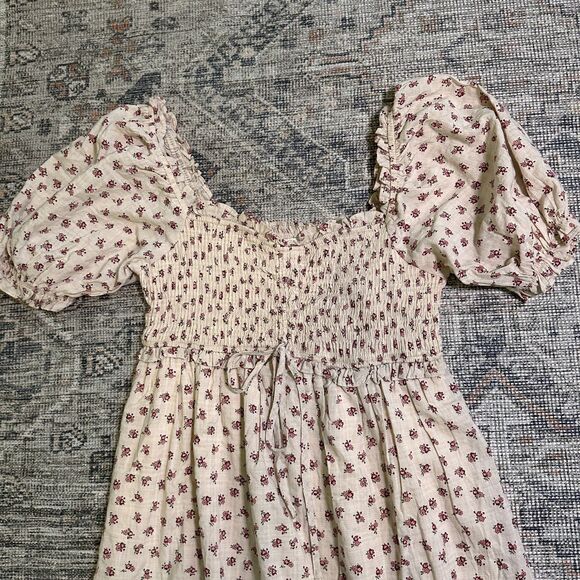 Neuflora Brookfield Dress Puff Sleeve Smocked Bodice Floral Midi | Size S - Picture 3 of 11